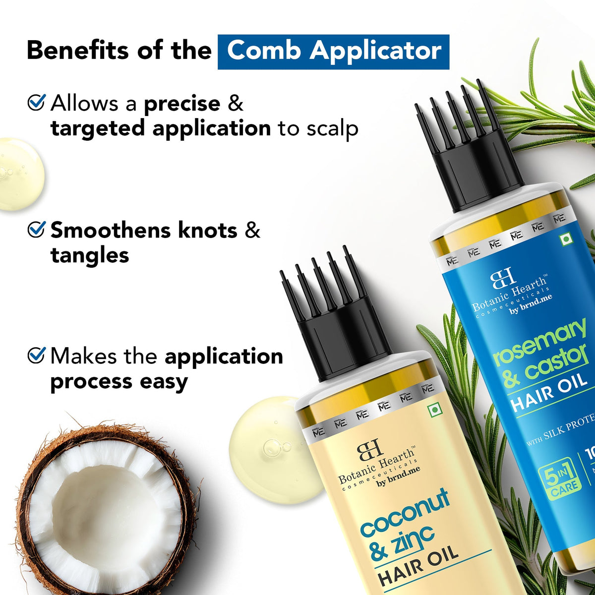 Botanic Hearth Coconut Zinc & Rosemary Castor - Hair Oil | Grocsy