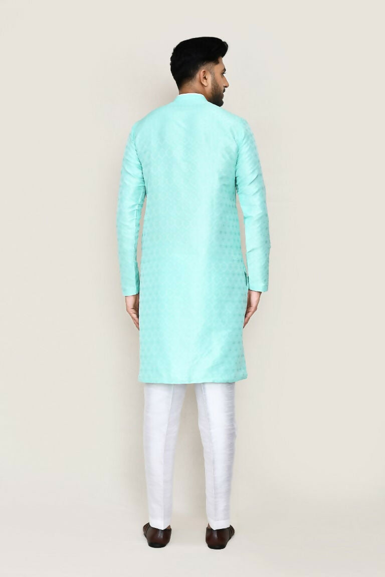Joban Fashion Green Colored Jacquard Fabric Kurta With Straight Fit Pant | Grocsy