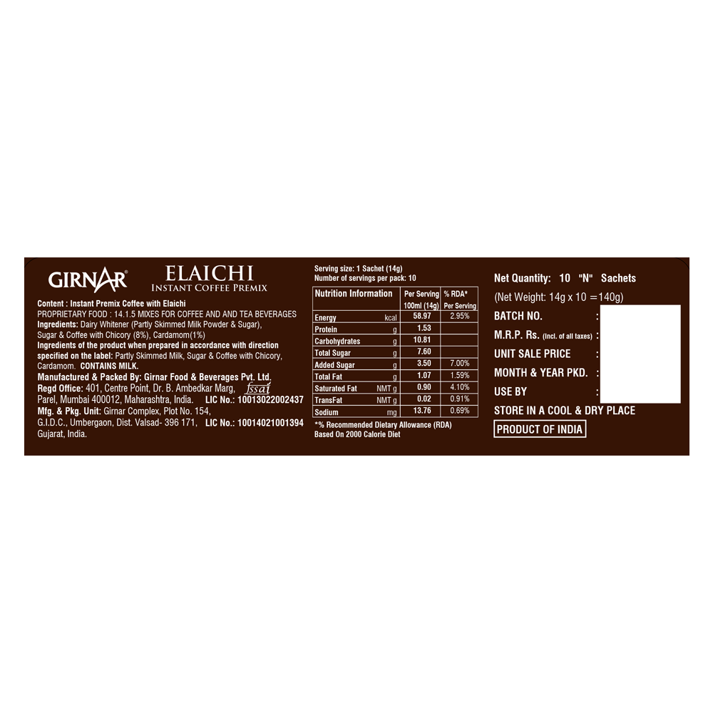 Girnar Instant Premix Coffee With Elaichi | Grocsy