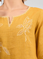 Joban Fashion Mustard Linen Embroidered Readymade Cord Set | Grocsy