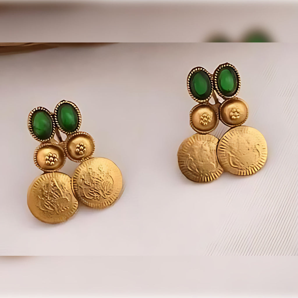 Jewel City Gold-Tone Coin Necklace Set with Emerald and Ruby Gemstones | Grocsy