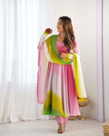 Lehenga Mart Wedding Wear Anarkali Suit With Dupatta - Multi Color | Grocsy