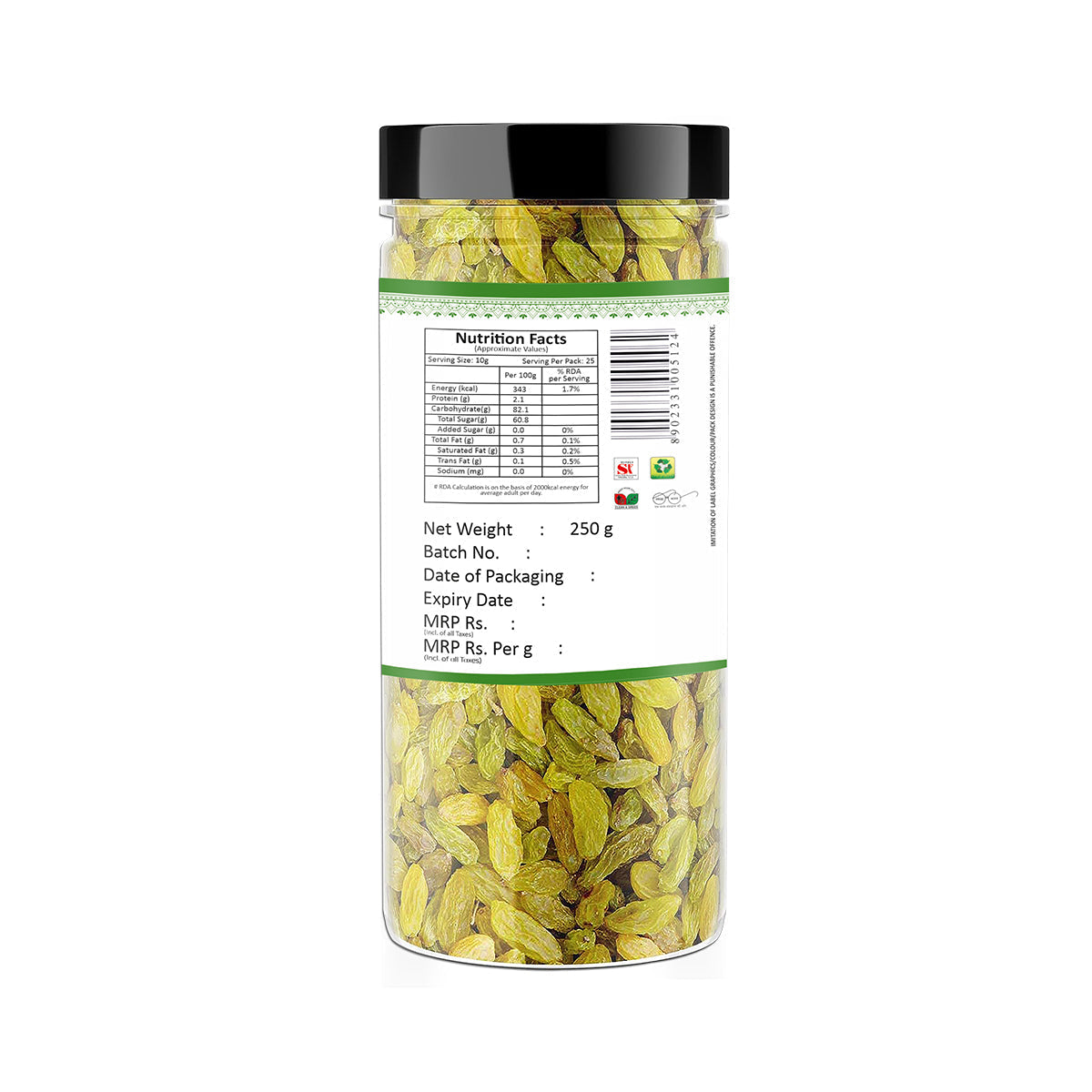 Yum Yum Green Raisins Jar | Grocsy