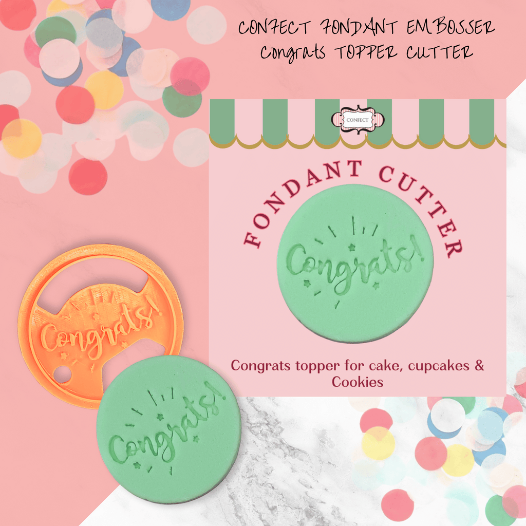 Confect Celebration Stencils Toppers Cutters (Congrats) | Grocsy