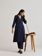 trueBrowns Blue Angrakha Kurta Set | Grocsy