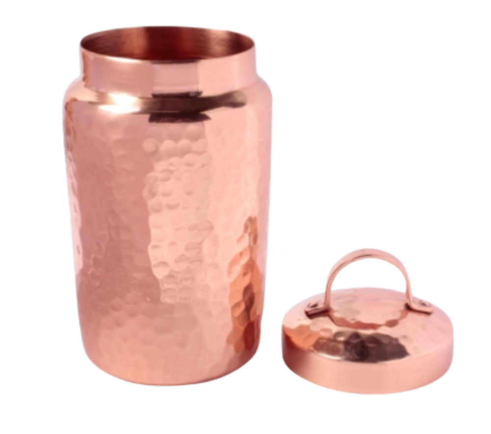 Isha Life Hammered Copper Container with Lid | Grocsy