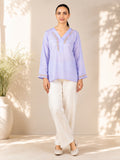 Gharana India Modal Lavender Top With Chikankari In Coloured Thread | Grocsy