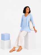 Gharana India Luxury Rayon Powder Blue Coloured Chikankari Top | Grocsy