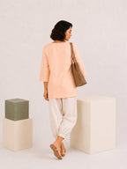 Gharana India Luxury Rayon Peach Coloured Chikankari Top | Grocsy