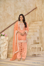 Anaita Orange Premium Thread Embroidered Roman Silk Salwar Suit | Grocsy