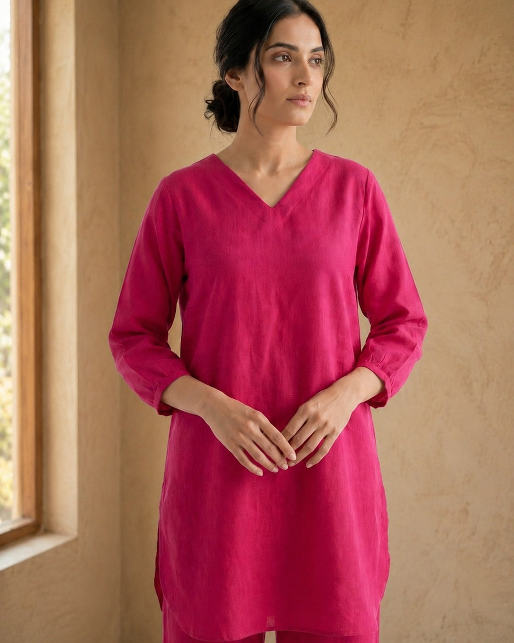 Gharana India Aira Berry Pop Pink Coord Set | Grocsy