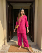 Gharana India Aira Berry Pop Pink Coord Set | Grocsy