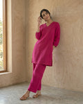 Gharana India Aira Berry Pop Pink Coord Set | Grocsy