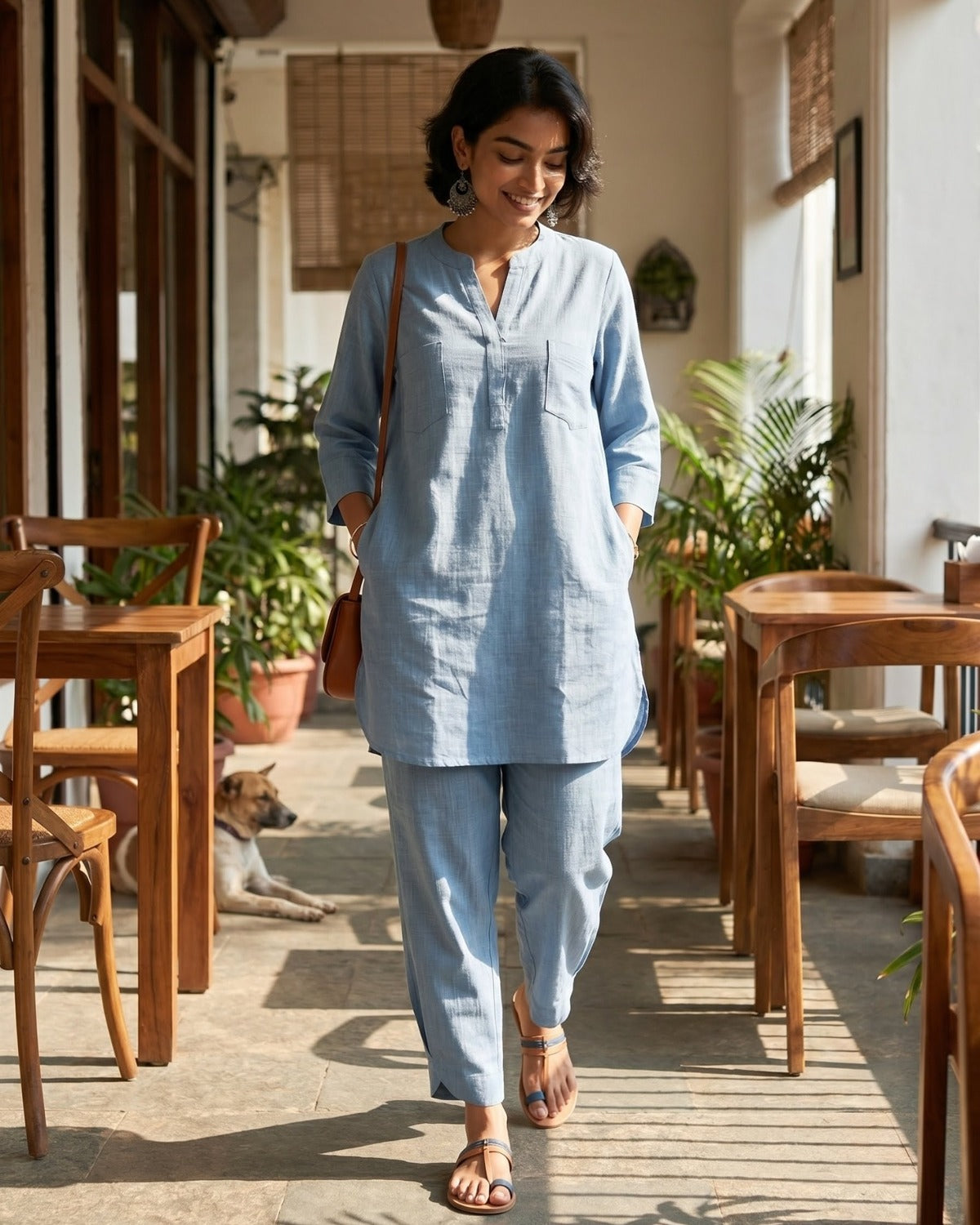 Gharana India Aira Slate Blue Coord Set | Grocsy
