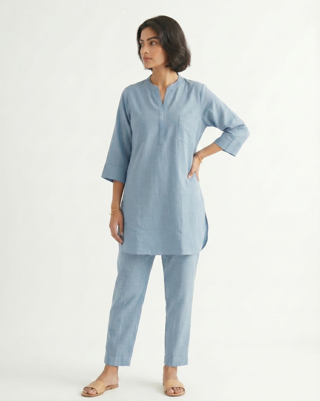 Gharana India Aira Slate Blue Coord Set | Grocsy