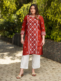 Gharana India Mul Cotton Maroon Kurta With Fine Chikankari Heavy Embroidery In White Thread | Grocsy