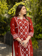 Gharana India Mul Cotton Maroon Kurta With Fine Chikankari Heavy Embroidery In White Thread | Grocsy