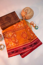 khanduapata Orange & Maroon Colour Design Cotton Saree For Women | Grocsy