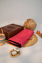 khanduapata Pink & Black Colour Pasapali Border Design Cotton Saree For Women | Grocsy