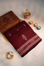 khanduapata Maroon & Green Colour Design Cotton Saree For Women | Grocsy