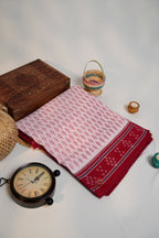 khanduapata Red & White Design Cotton Saree For Women | Grocsy