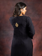 Gharana India Ishq Rayon Black Chikankari Kurta | Grocsy