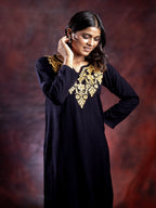 Gharana India Ishq Rayon Black Chikankari Kurta | Grocsy