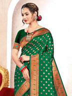 Shree Shyam Fashion Paithani Silk Green Saree | Grocsy