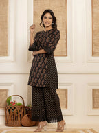 Yufta Cotton Black Co-Ord Set | Grocsy