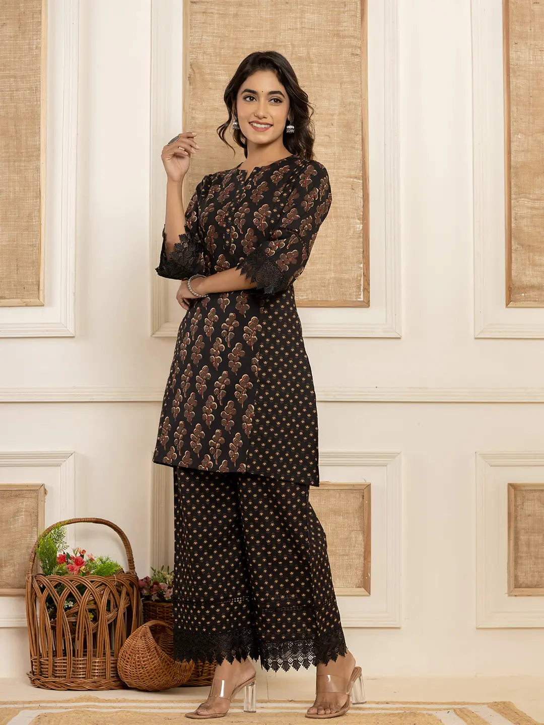 Yufta Cotton Black Co-Ord Set | Grocsy