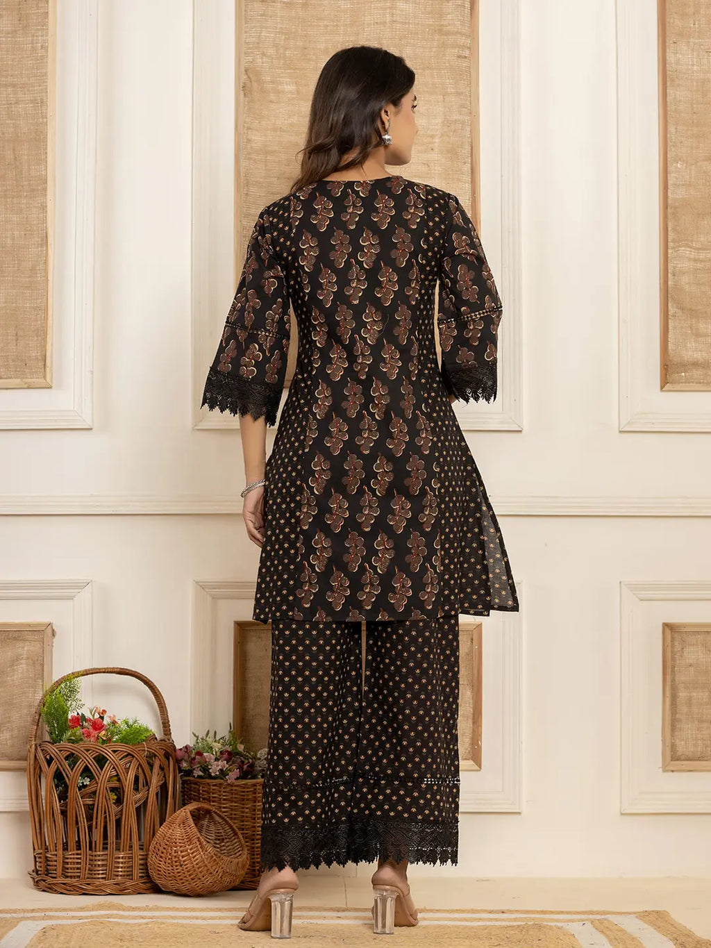 Yufta Cotton Black Co-Ord Set | Grocsy