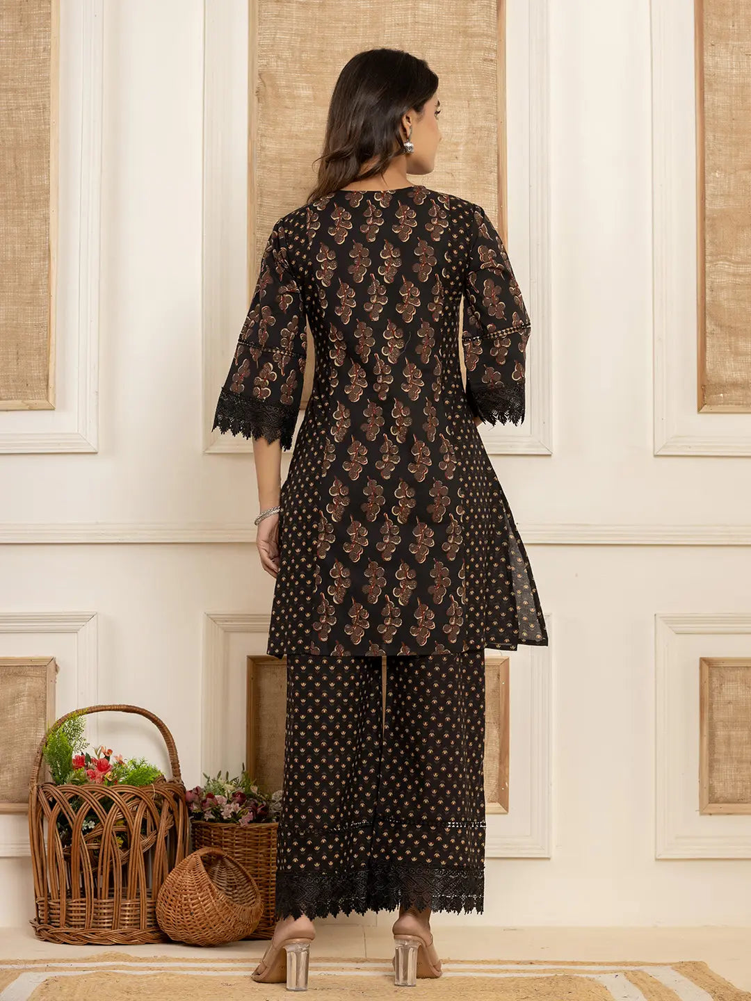 Yufta Cotton Black Co-Ord Set | Grocsy