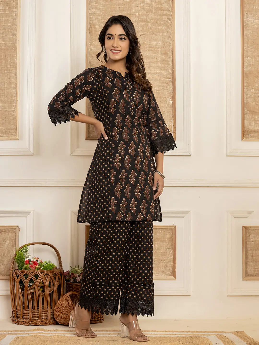 Yufta Cotton Black Co-Ord Set | Grocsy