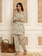 Yufta Cotton Grey Geometric Prin Co-Ord Set | Grocsy