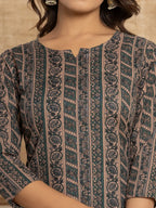 Yufta Cotton Teal Green Workwear Kurta Set With Comfortable Harem Pants | Grocsy