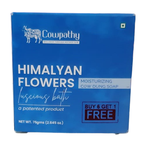 Cowpathy Himalayan Flowers Cow Dung Bath Soap (75Gms) | Grocsy