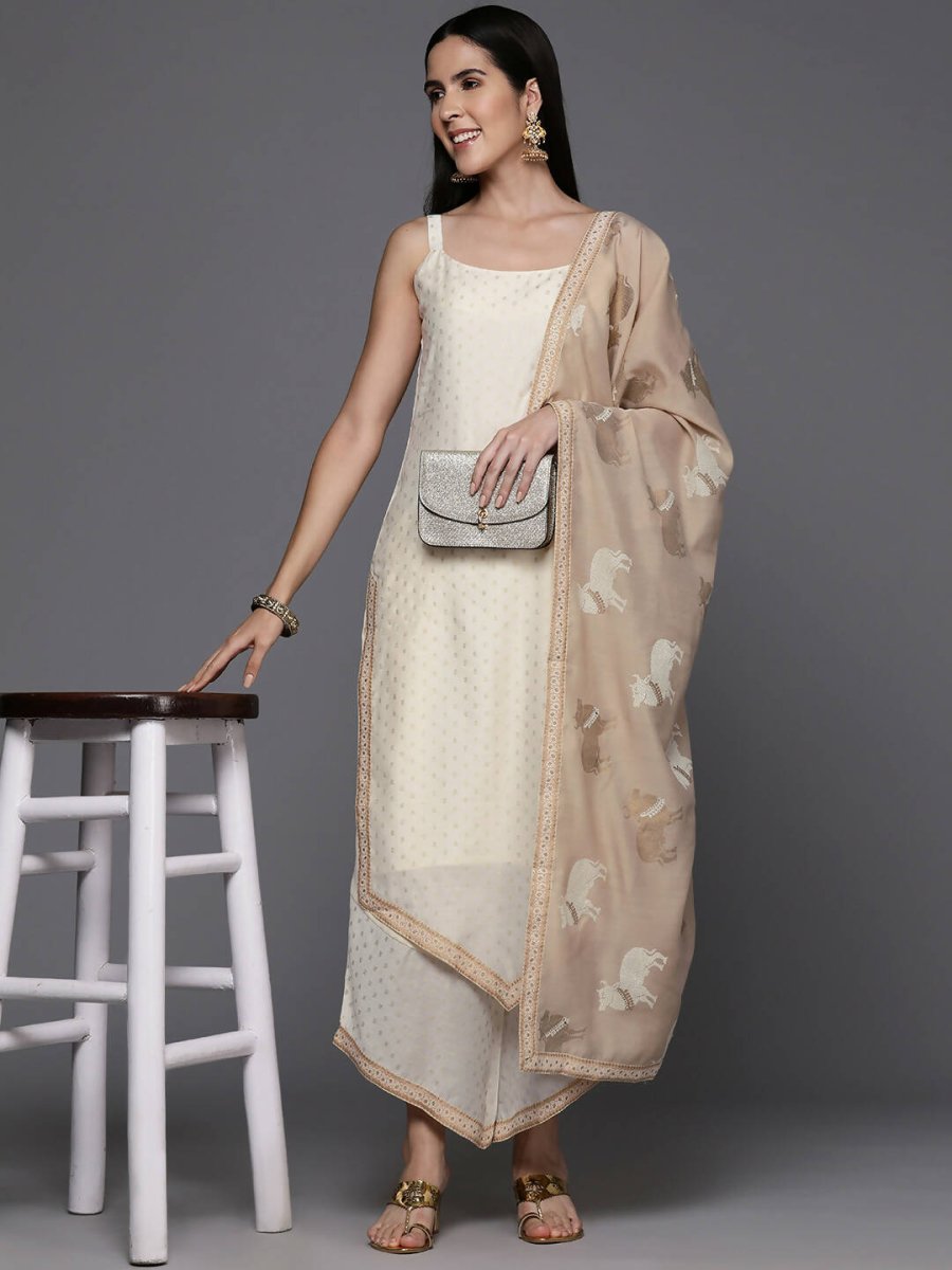 Ahalyaa Womens Kurta Set - Off-white | Grocsy