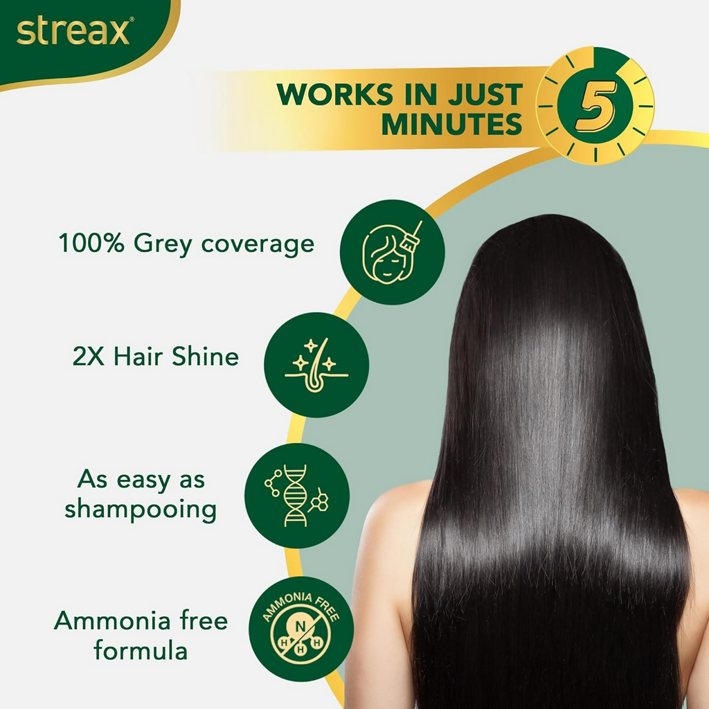 Streax Insta Shampoo Hair Colour for Women & Men, Dark Brown 3 | Grocsy