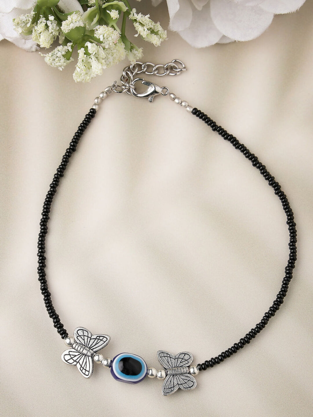 NVR Women's Evil Eye Black Anklets | Grocsy