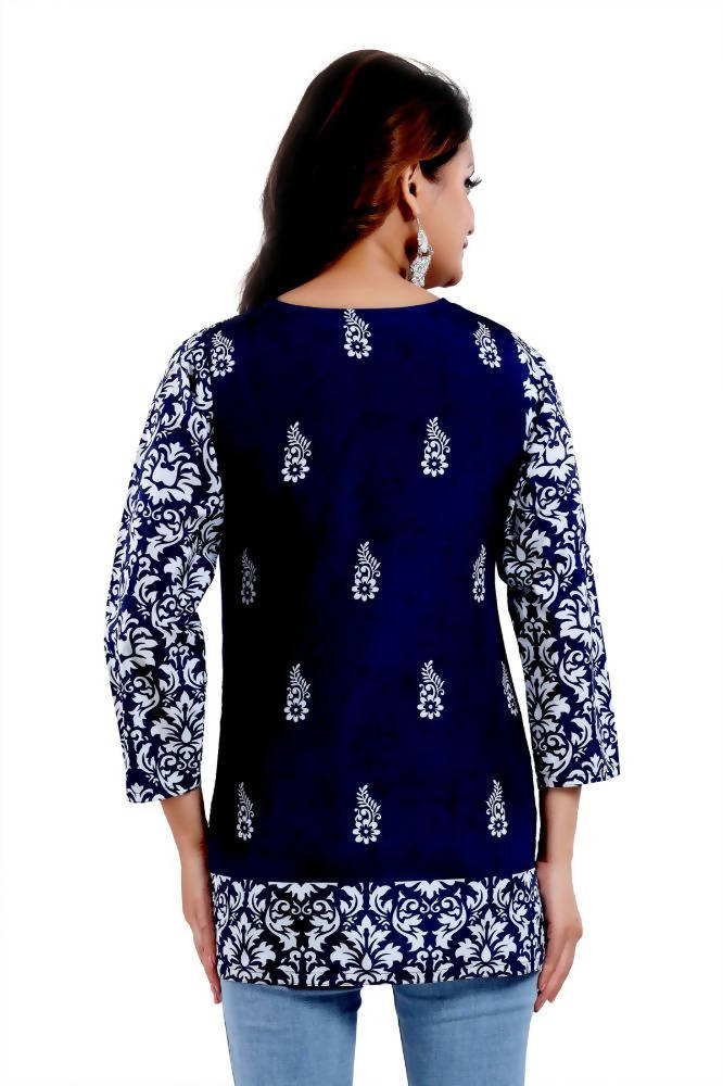 Snehal Creations Digital Print Faux Crepe Short Kurti Tunic | Grocsy