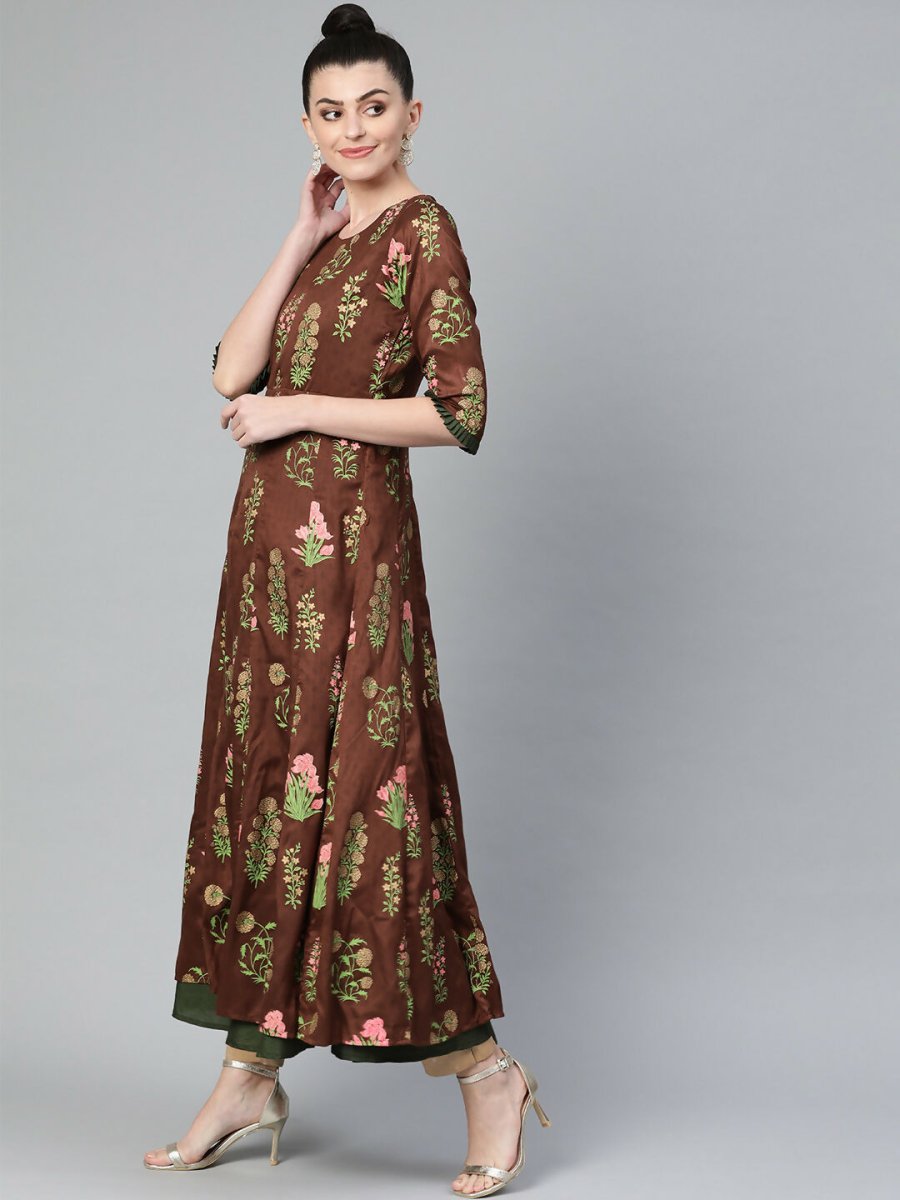Ahalyaa Women's Traditional wear Kurta - Brown | Grocsy
