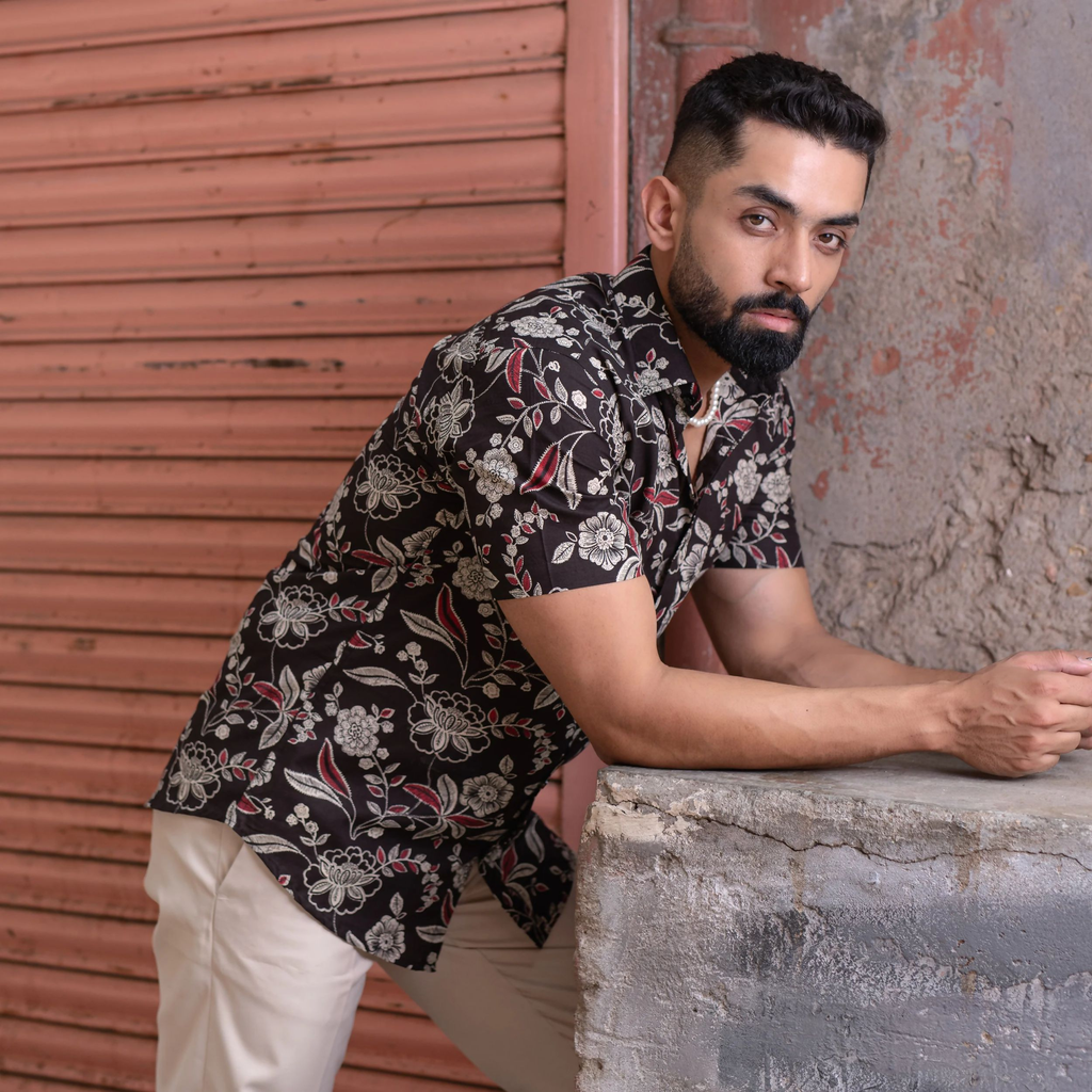 Miravan Men's Multi Colour Floral Printed Half Sleeve Slim Fit shirt | Grocsy