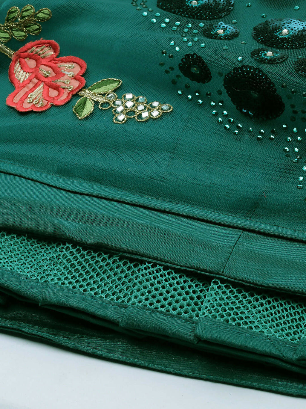 House of Panchhi Teal Net Semi stitched Coding, Sequins and Saroski Stone Work Lehenga Choli | Grocsy