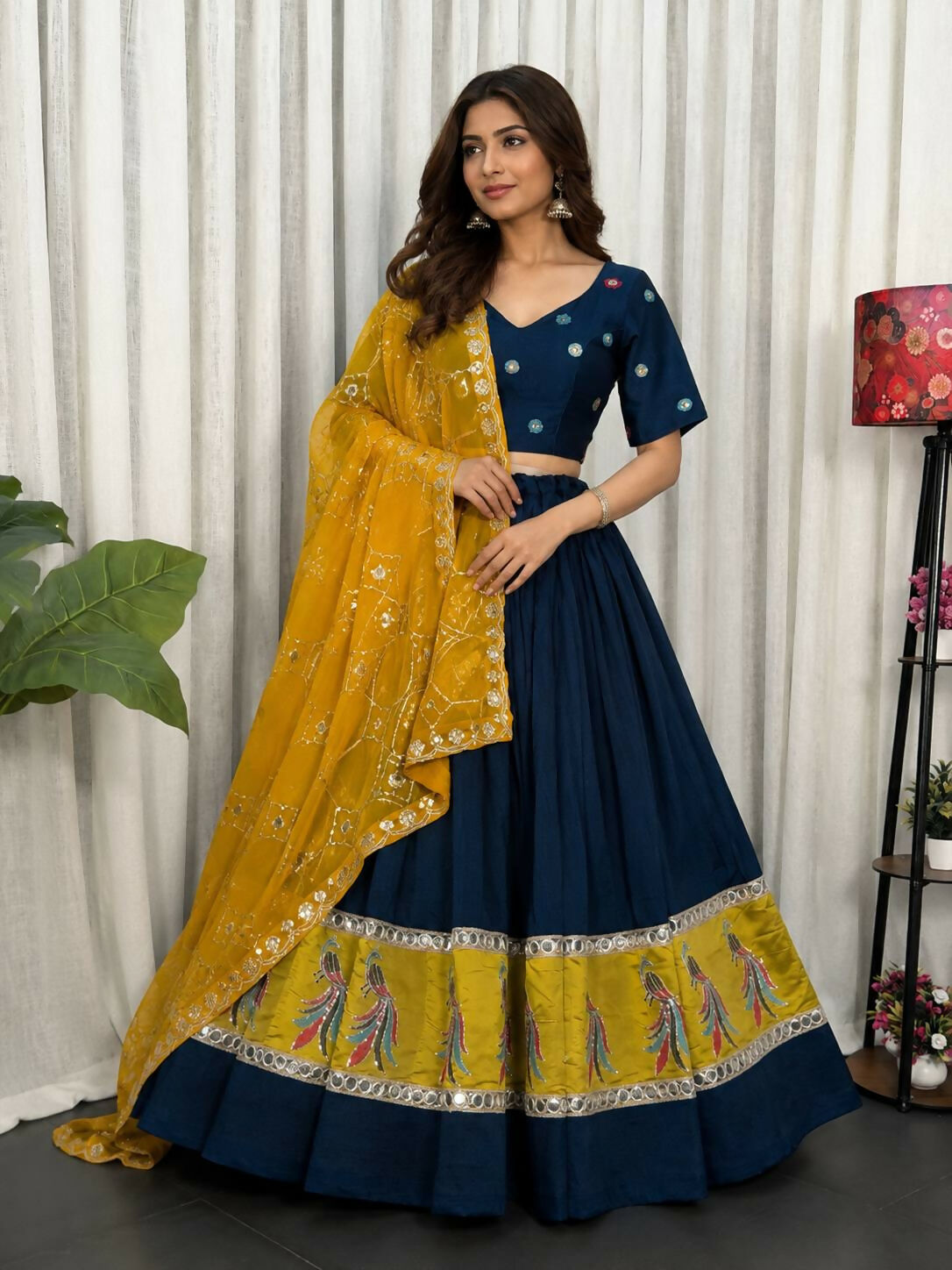 Lehenga Mart midnight Navy Designer Navratri Lehenga Choli for Women | Grocsy