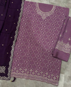 KC Heavy Chinon Lilac Salwar Suit For Women Ethnic Wear | Grocsy