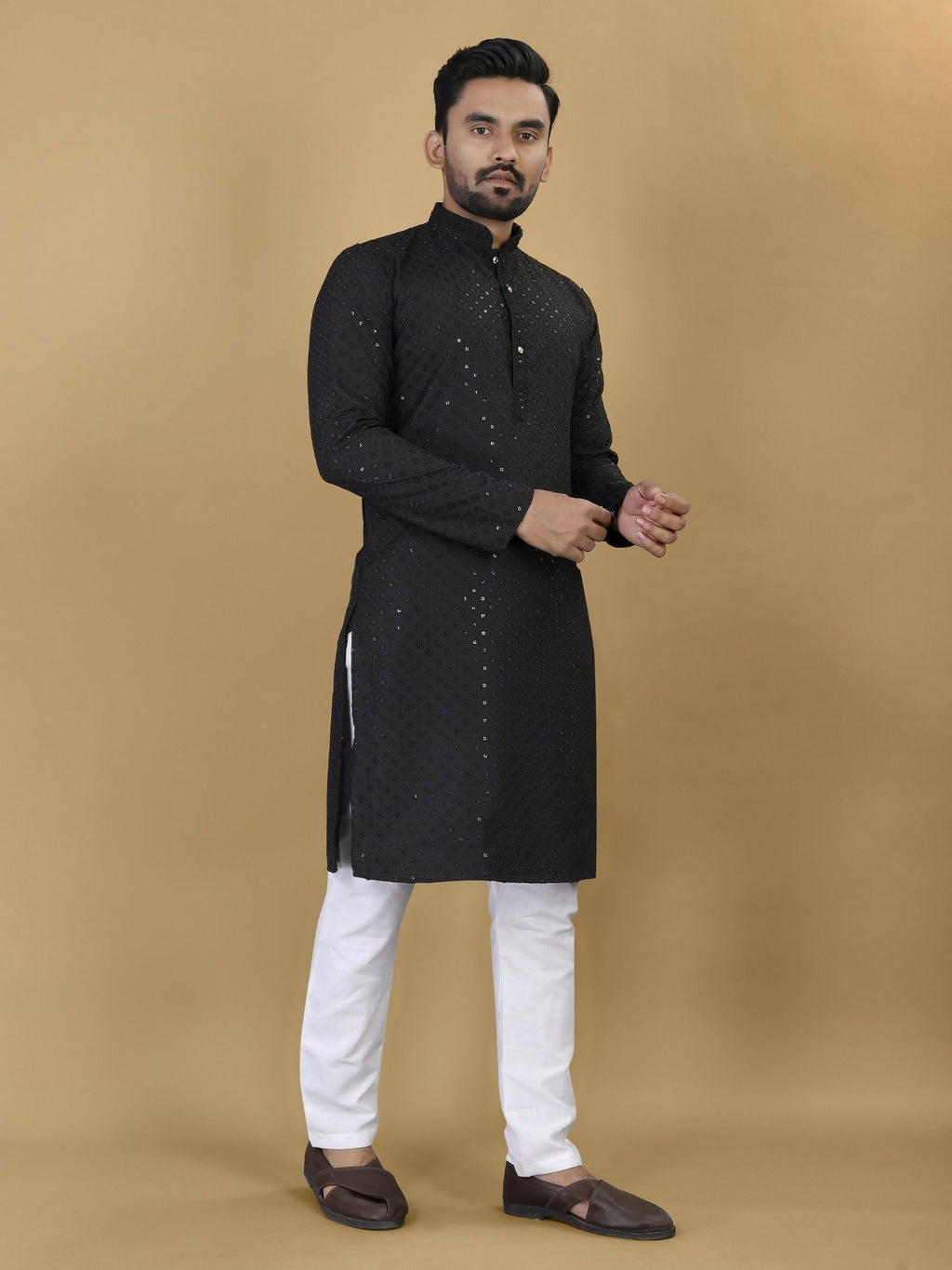 Anaita Black Embroidered Rayon Straight Kurta | Grocsy