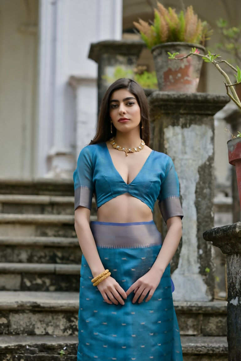 Firozi Kalyani Silk Woven Design Saree - Priyalaxmi | Grocsy