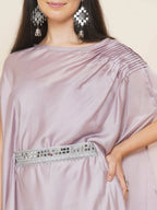 Women Republic Lavender Georgette Assymetical Kurta With Palazzo | Grocsy