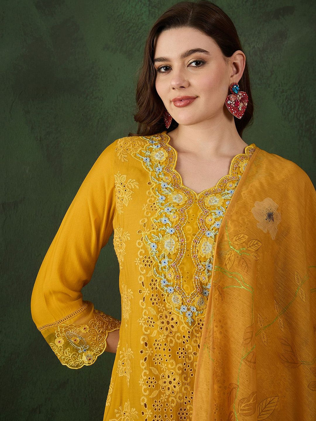 Sangria Embroidered Kurta With Trousers & dupatta | Grocsy