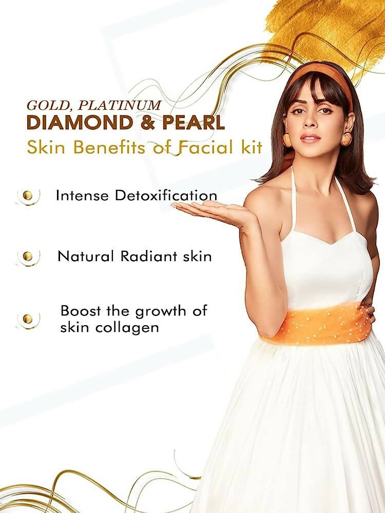 NutriGlow Platinum Diamond Gold and Pearl Facial kit | Grocsy